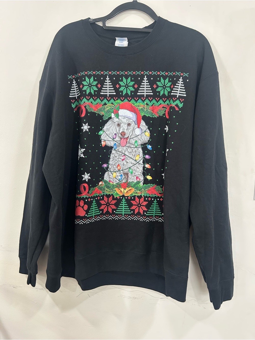 Ugly Xmas Tree Lights Santa Havanese Dog Christmas Sweatshirt size 2XL